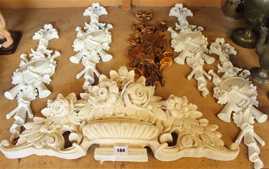 Collection of 6 carved wall reliefs